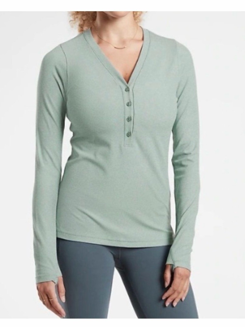 Athleta Uptempo Ribbed Henley Top